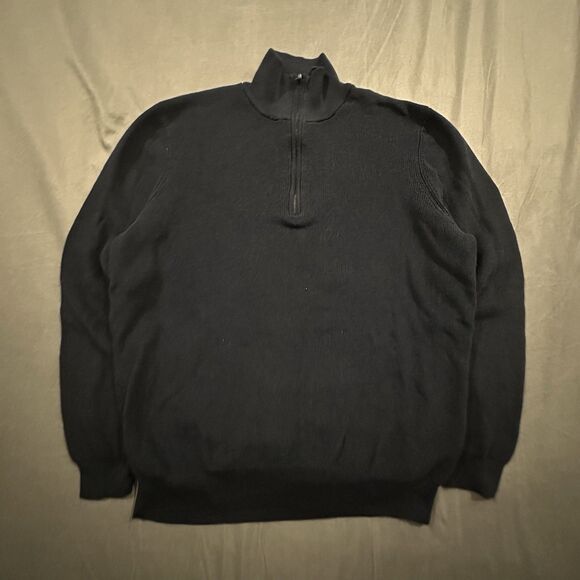 Hugo Boss Other - Hugo Boss Sweater Mens XL Quarter Zip Cotton Knit Pullover Mock Neck Spread Navy